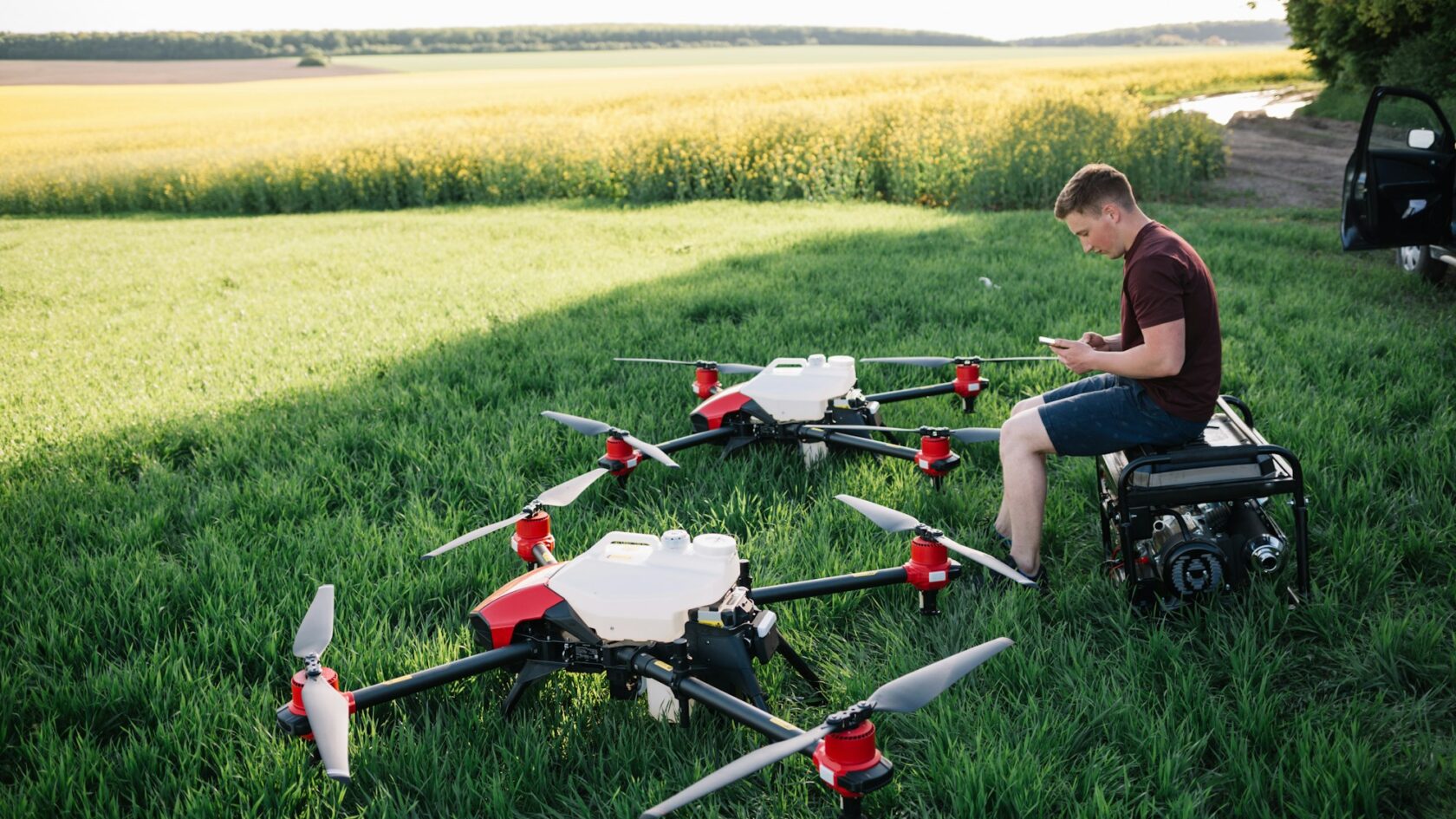 Agricultural drone in a precision farm